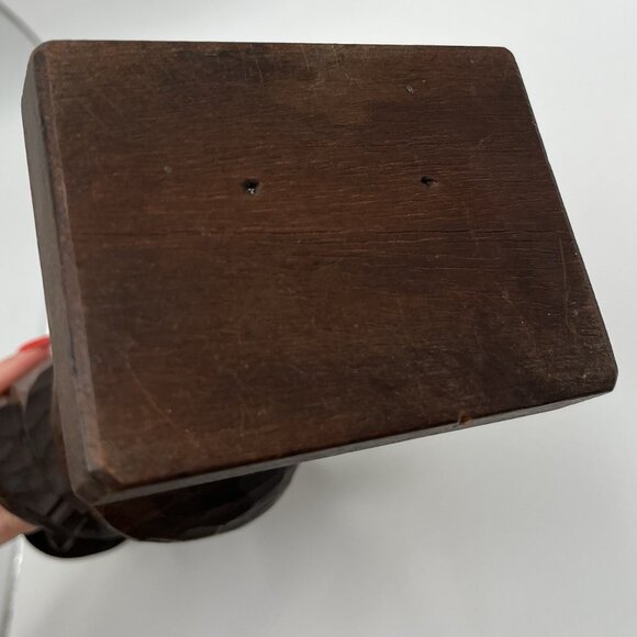 Vintage Hand Carved Brown Wooden Folk Art Figurine Rustic Man Mid Century Statue - Picture 6 of 10